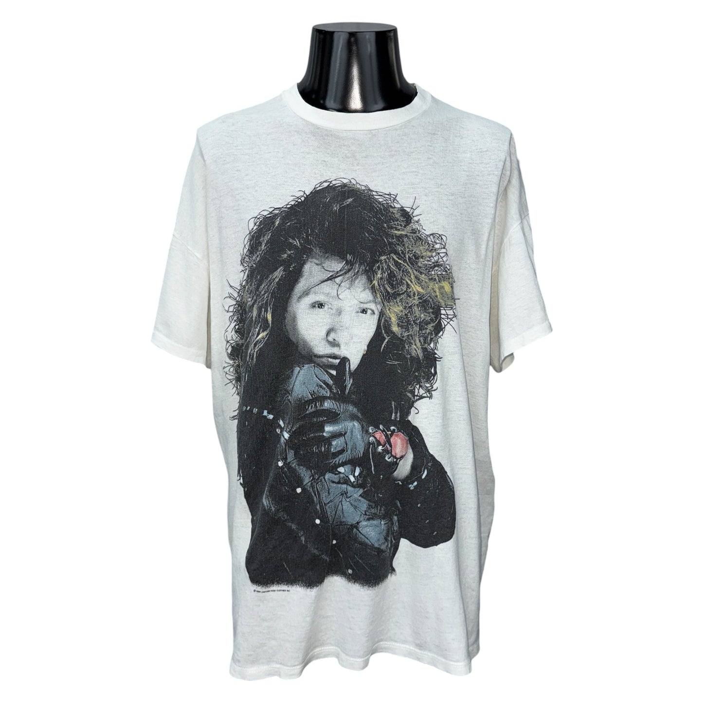 BON JOVI 80s New Jersey Album Portrait T-Shirt Blue Size L