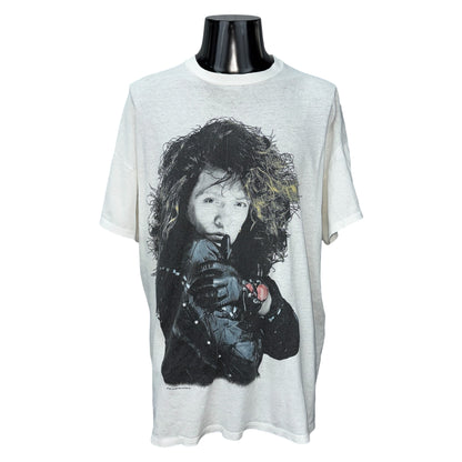 BON JOVI 80s New Jersey Album Portrait T-Shirt Blue Size L