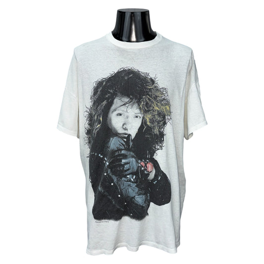 BON JOVI 80s New Jersey Album Portrait T-Shirt Blue Size L