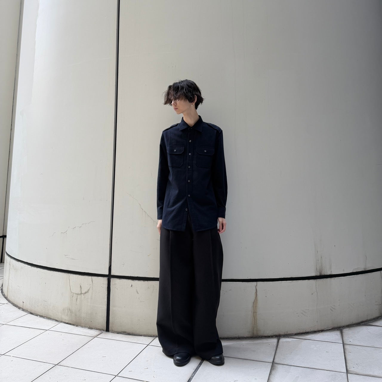 PRADA Navy Wool Military Shirt