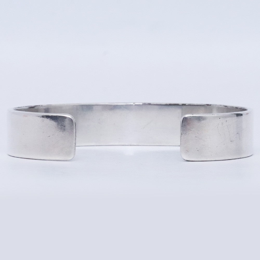 GORO'S Silver Flat Bangle Bracelet Gold Metal Size M