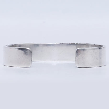 GORO'S Silver Flat Bangle Bracelet Gold Metal Size M