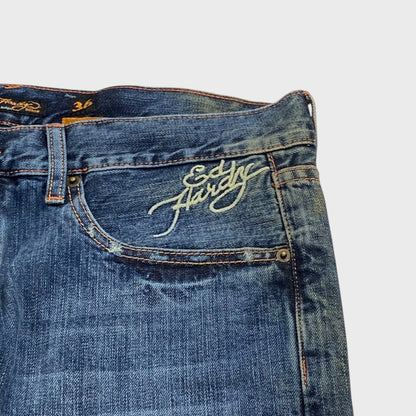 Ed Hardy 00s Y2K Embroidery Denim Pants Size W36×L34