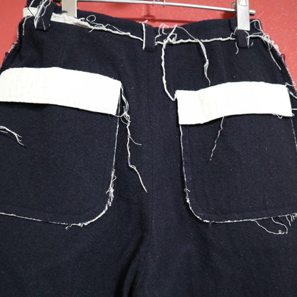 mina perhonen Navy Frayed Wide Slacks Size 36