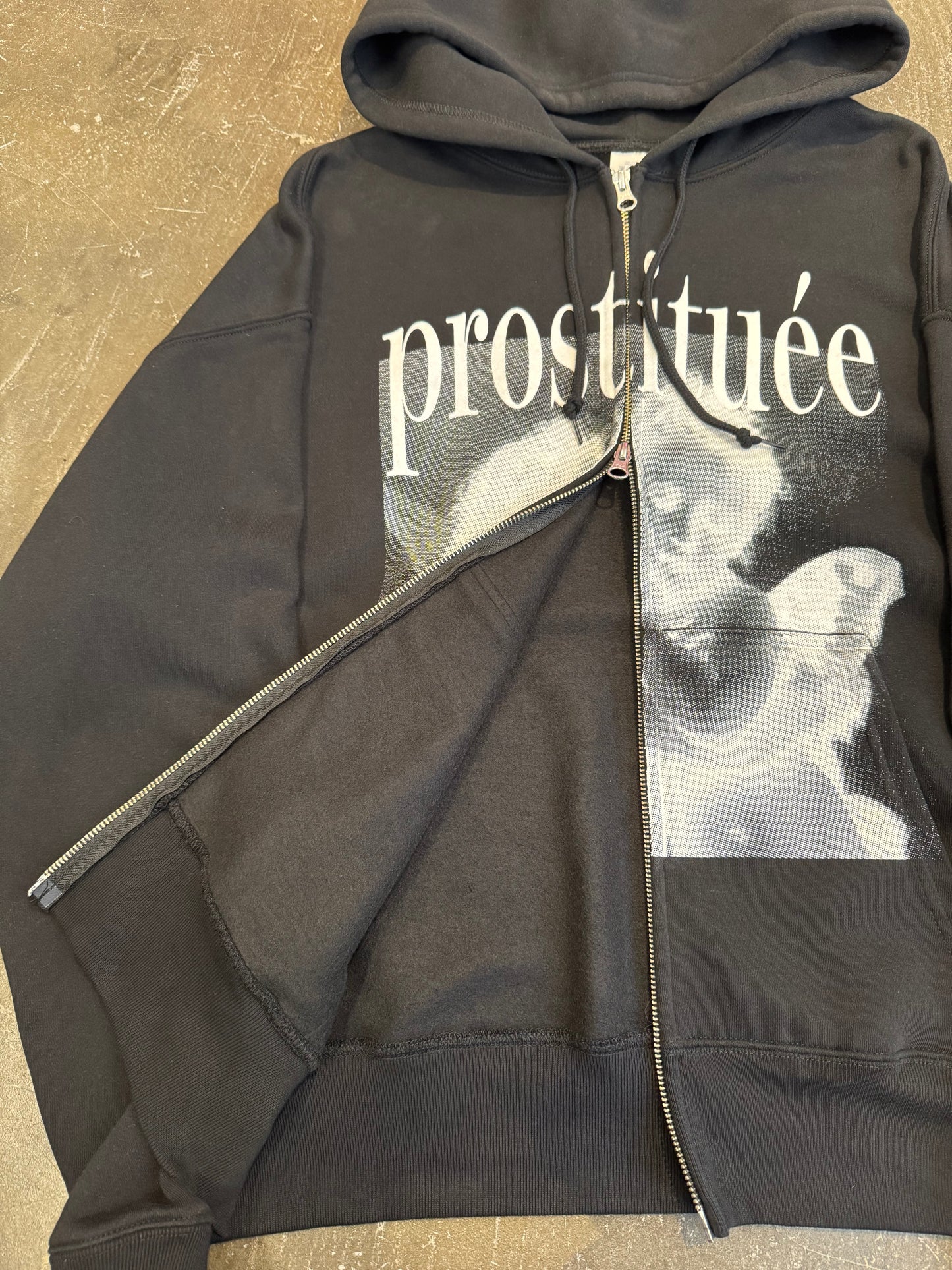 Japanese Brand "prostituee" Black Zip-Up Hoodie Size M