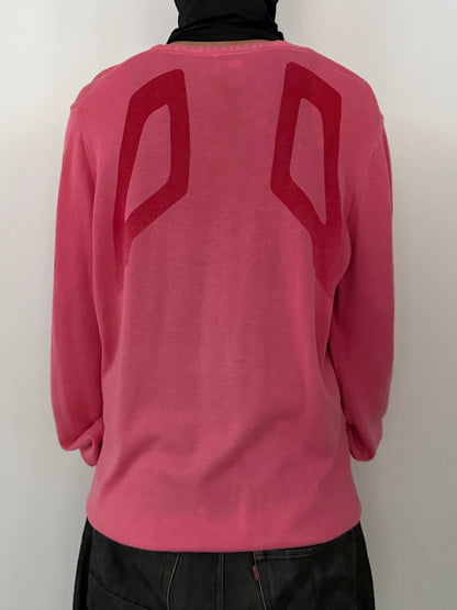 Diesel Pink Cotton Long Sleeve Knit Henley Size L