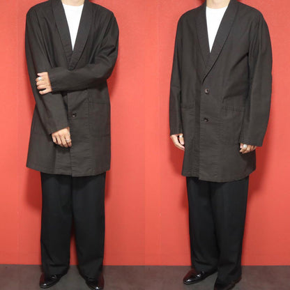 Sophnet. Brown Cotton Shawl Collar Shop Coat Size S