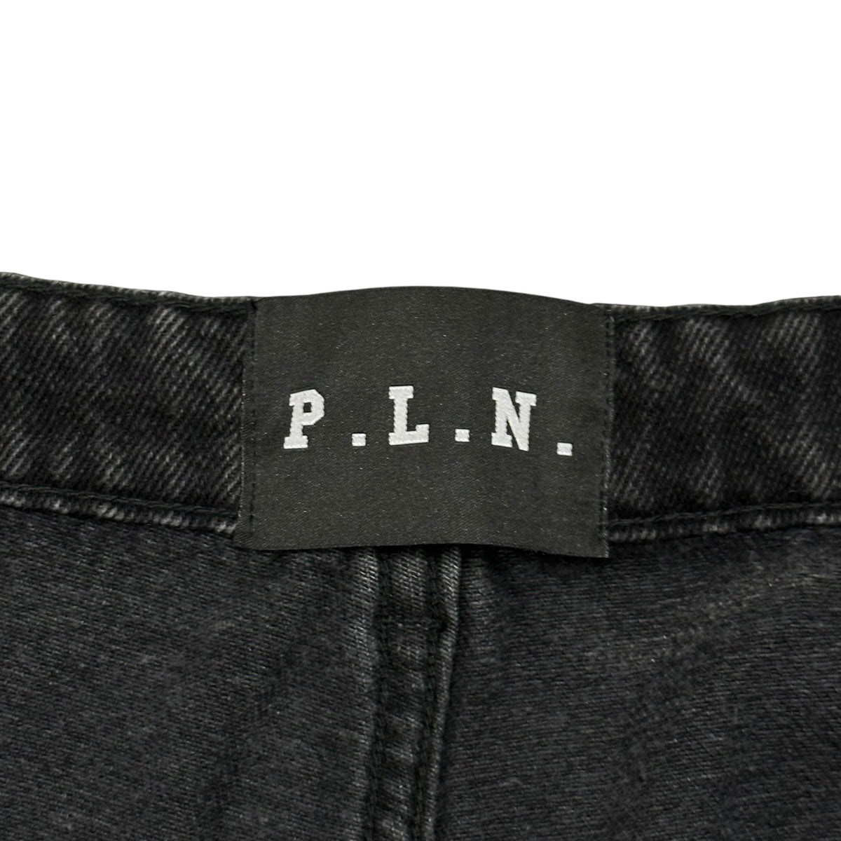 P.L.N. Super Long Leather Panel Pants Black Size M