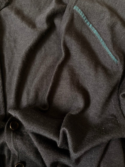 BALENCIAGA AW12 Wool Silk Panel Knit Cardigan Navy Size XS