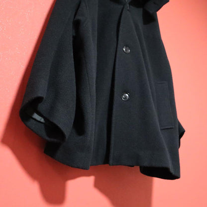 Yohji Yamamoto 23AW Black Oversized Wool Hooded Coat Size 1