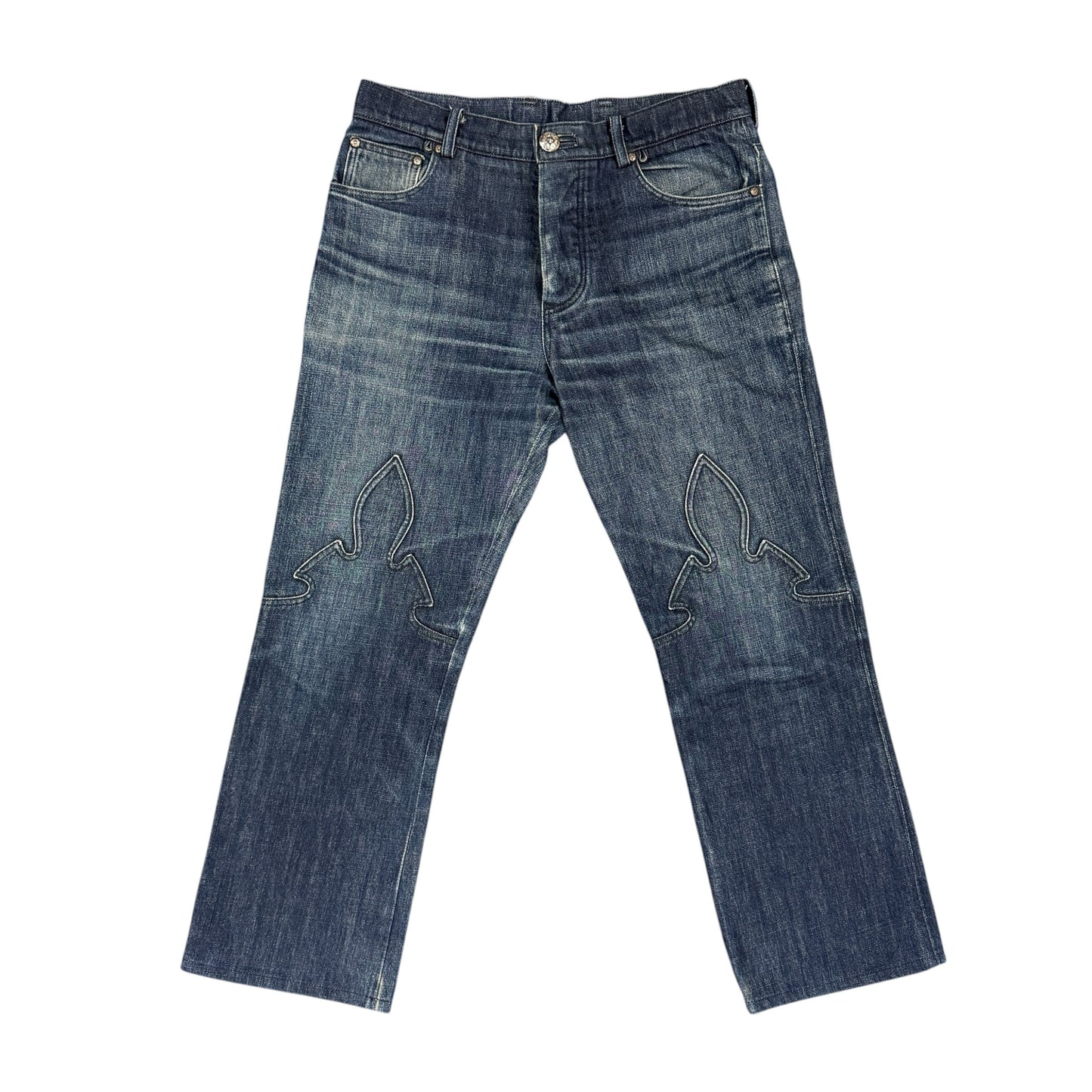 CHROME HEARTS 90s Flare Knee Crossball Button Denim Size 36
