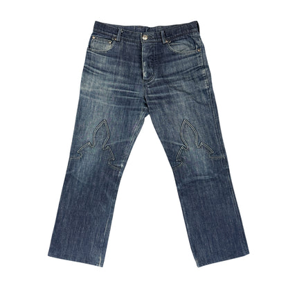 CHROME HEARTS 90s Flare Knee Crossball Button Denim Size 36