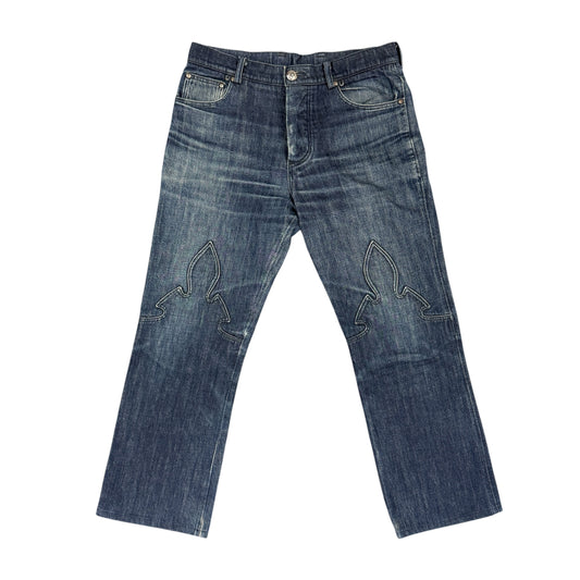 CHROME HEARTS 90s Flare Knee Crossball Button Denim Size 36