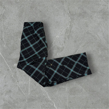Allege. AW19 Black Blue Check Wool Gathered Pants Size 2
