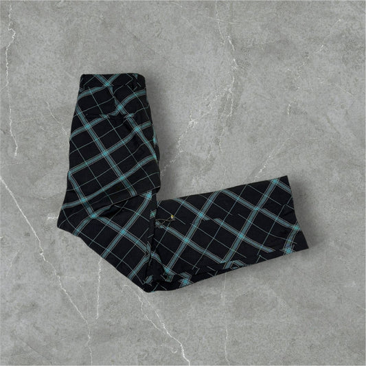 Allege. AW19 Black Blue Check Wool Gathered Pants Size 2