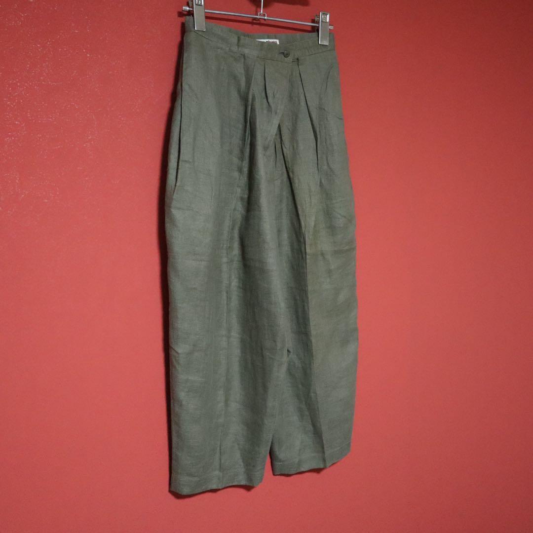 ISSEY MIYAKE 70s Asymmetric Linen Wrap Wide Pants Size 9