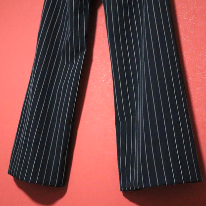 Issey Miyake Black Wool Button Design Striped Flare Size 1