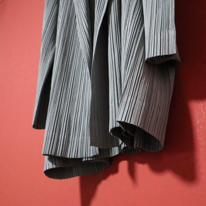 Issey Miyake Pleated Buttonless Long Coat Gray Size M