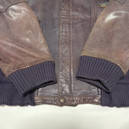 LANVIN Purple Leather Knit Blouson Size 48