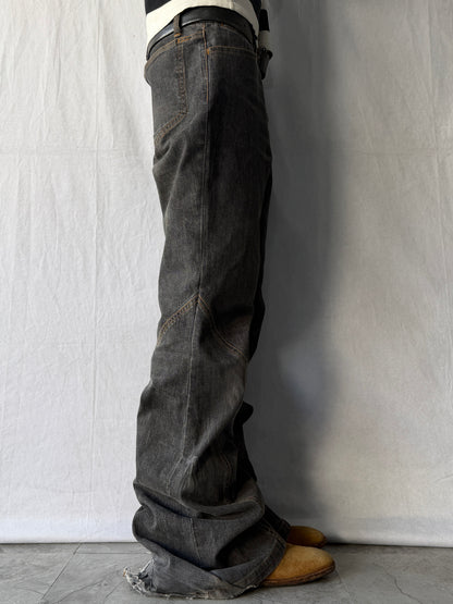 TORNADO MART Panel Seam Black Flare Jeans Size L