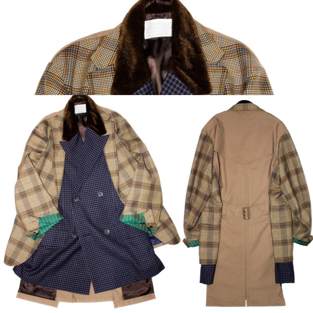 Kolor 20AW Three Pieces Docking Coat Navy Brown Size 1