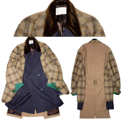 Kolor 20AW Three Pieces Docking Coat Navy Brown Size 1