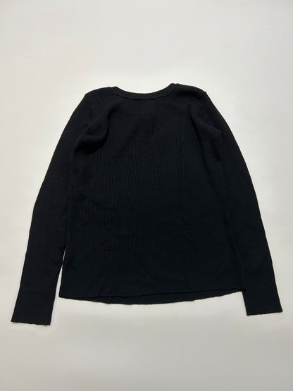 AGNES B. 90s Ribbed Knit Wool Sweater Black