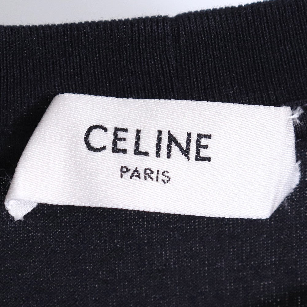 CELINE 38AW Small Logo Print Loose T-Shirt Black Size XS