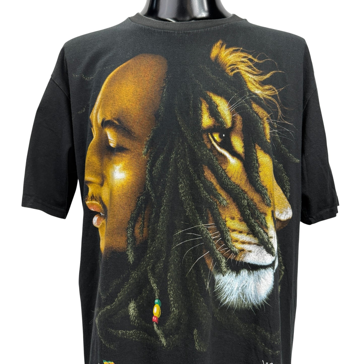 BOB MARLEY 90s "LION OF JUDAH" Faded Black T-Shirt Size XL