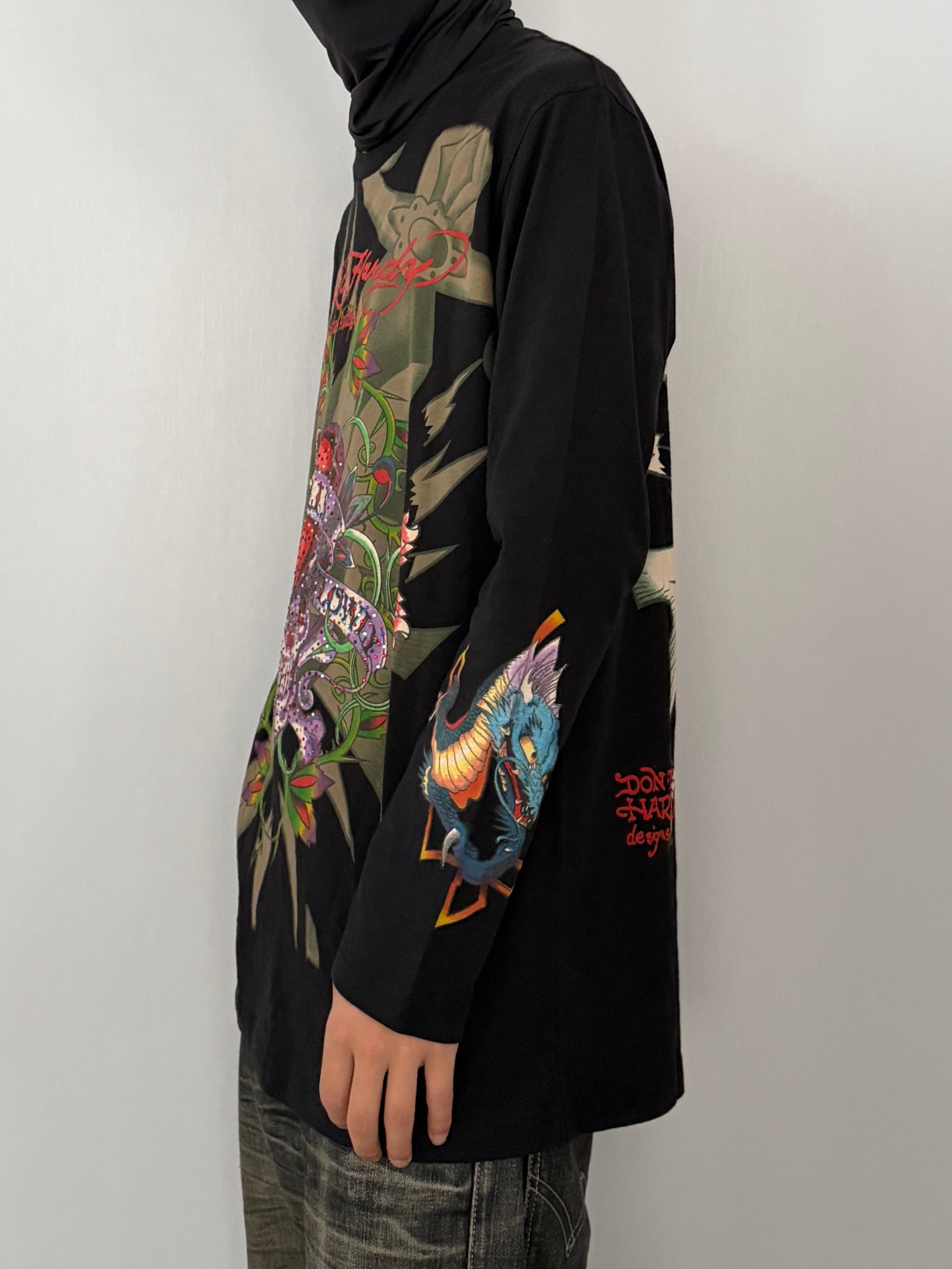 Ed Hardy Skull Long Sleeve Tee Black Size XL