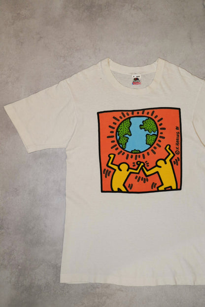 Keith Haring 80s-90s Single Stitch White Cotton Size M