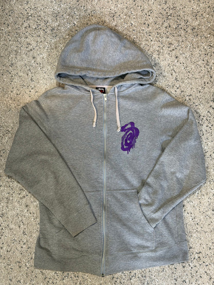 Stussy Nineteen Eighty Gray Zip Up Hoodie Size M