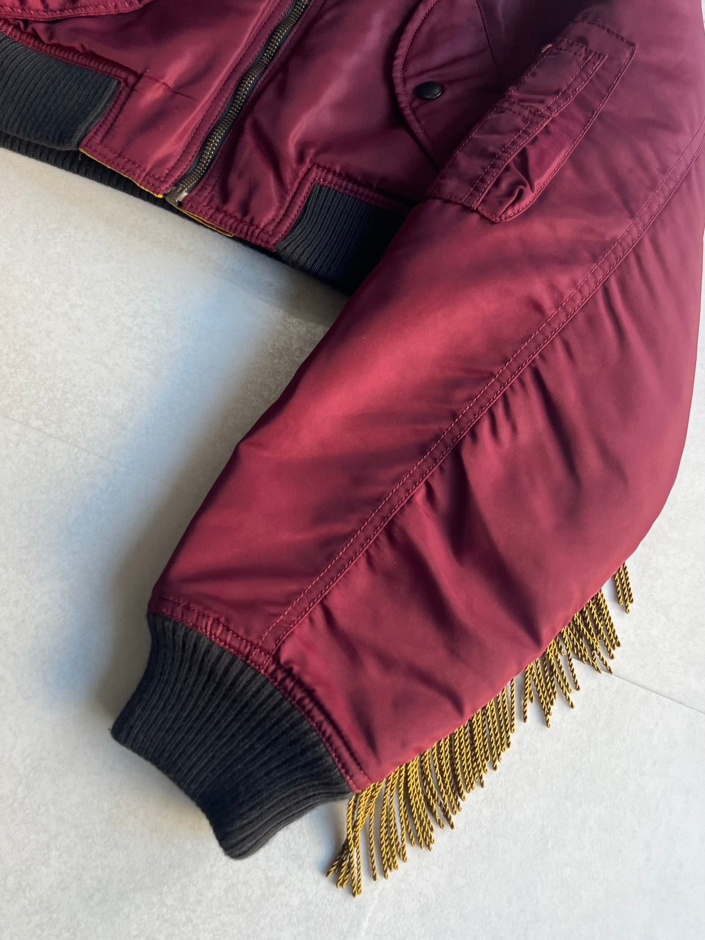 Jeremy Scott Red Short Fringe Jacket Size S