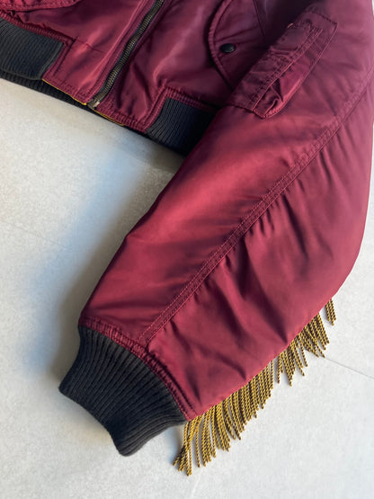 Jeremy Scott Red Short Fringe Jacket Size S
