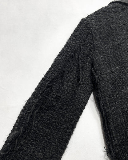 Isamu Katayama Backlash Black Tweed Fringe Jacket Size 1
