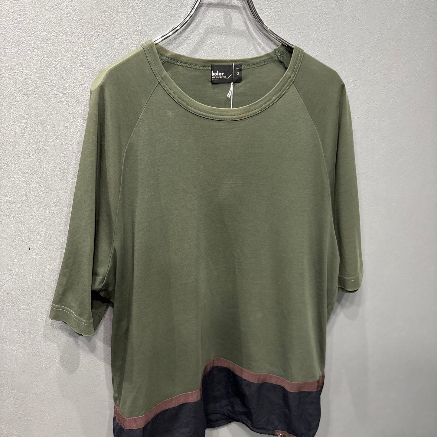 kolor Cotton Wool Switching Design Khaki Black Size 3