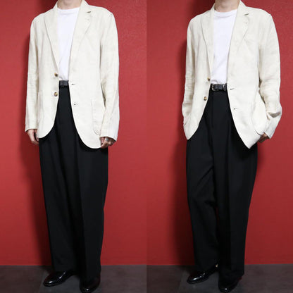 Lardini Off-White Linen Oversized Tailored Jacket Size S
