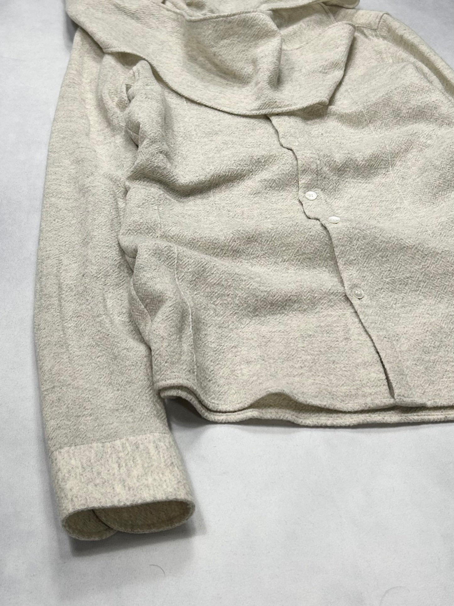 Raf Simons Scarf Collar Wool Shirt (F/W 08) Beige Size 44