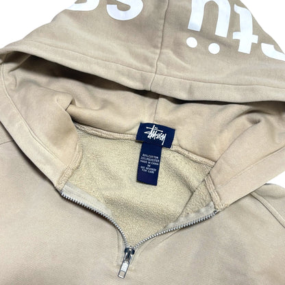 Vintage 00's Stussy Half Zip Hoodie Beige Size M