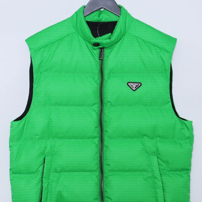 PRADA Re-Nylon Padded Logo Down Vest Green Size 52