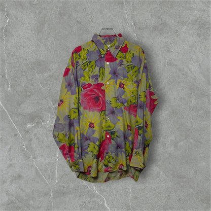 Paul Smith 80s Floral Graphic Long Sleeve Shirt Multi Size L