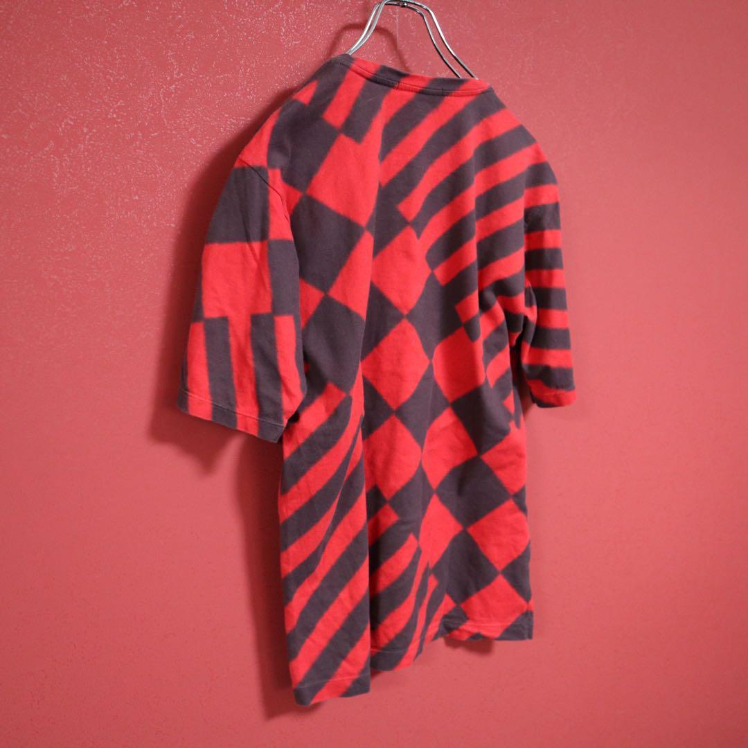 Issey Miyake Bleached Tie-dye Stripe Check T-Shirt Size 2