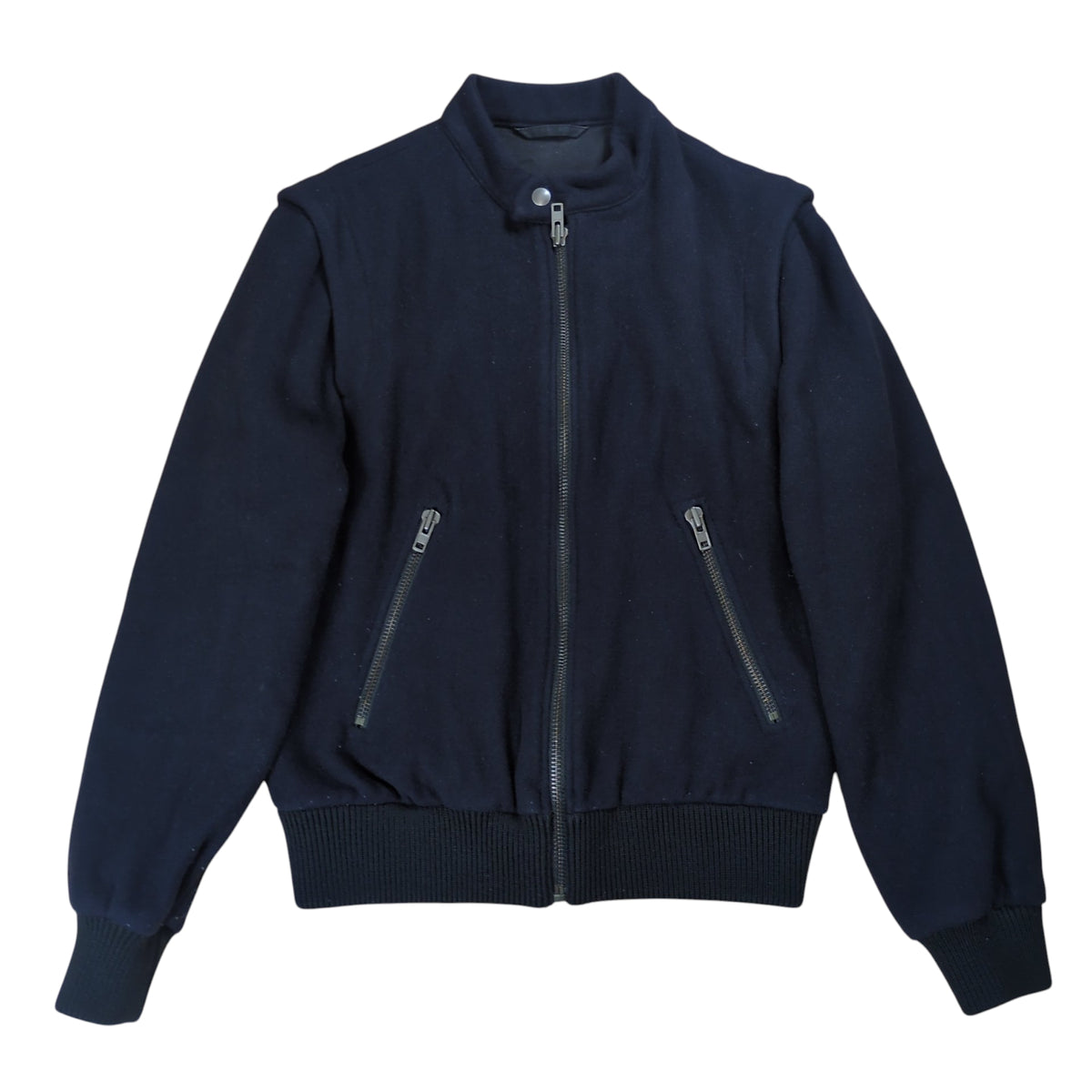 Maison Margiela Dark Navy Wool Full Zip Jacket Size 44