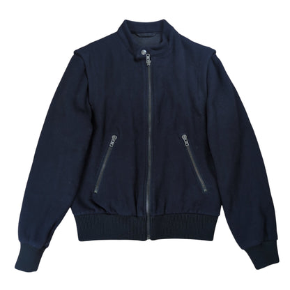 Maison Margiela Dark Navy Wool Full Zip Jacket Size 44