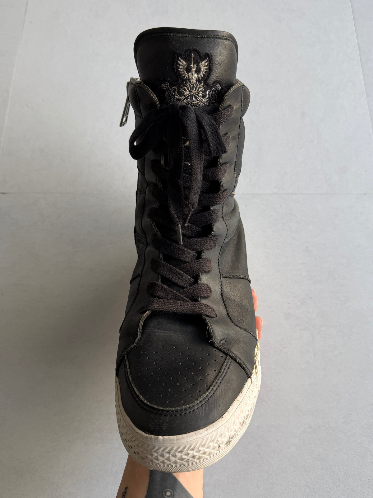 Moonage Devilment Leather High-cut Sneakers