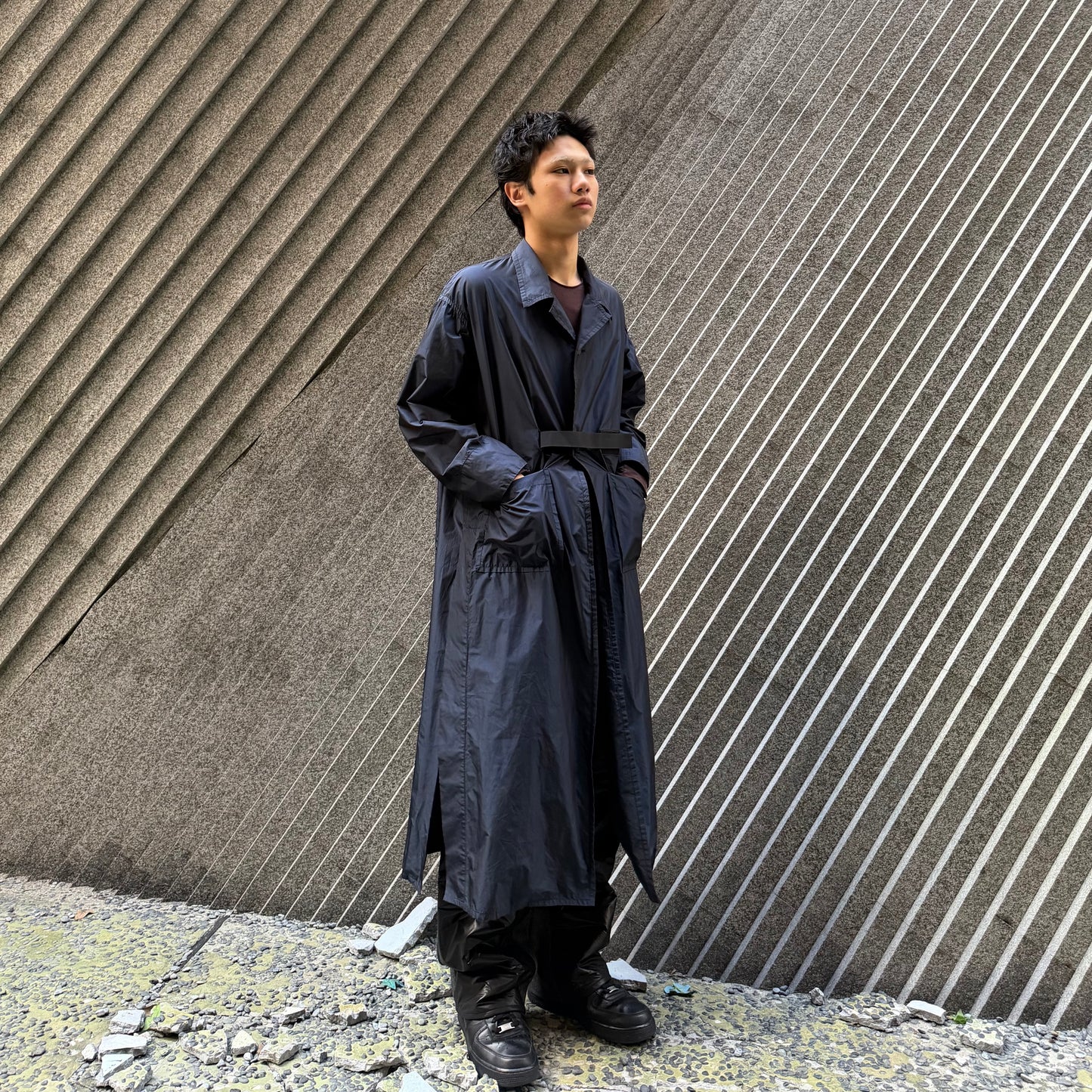 SHINYA KOZUKA 16SS Blue Nylon Long Trench Coat