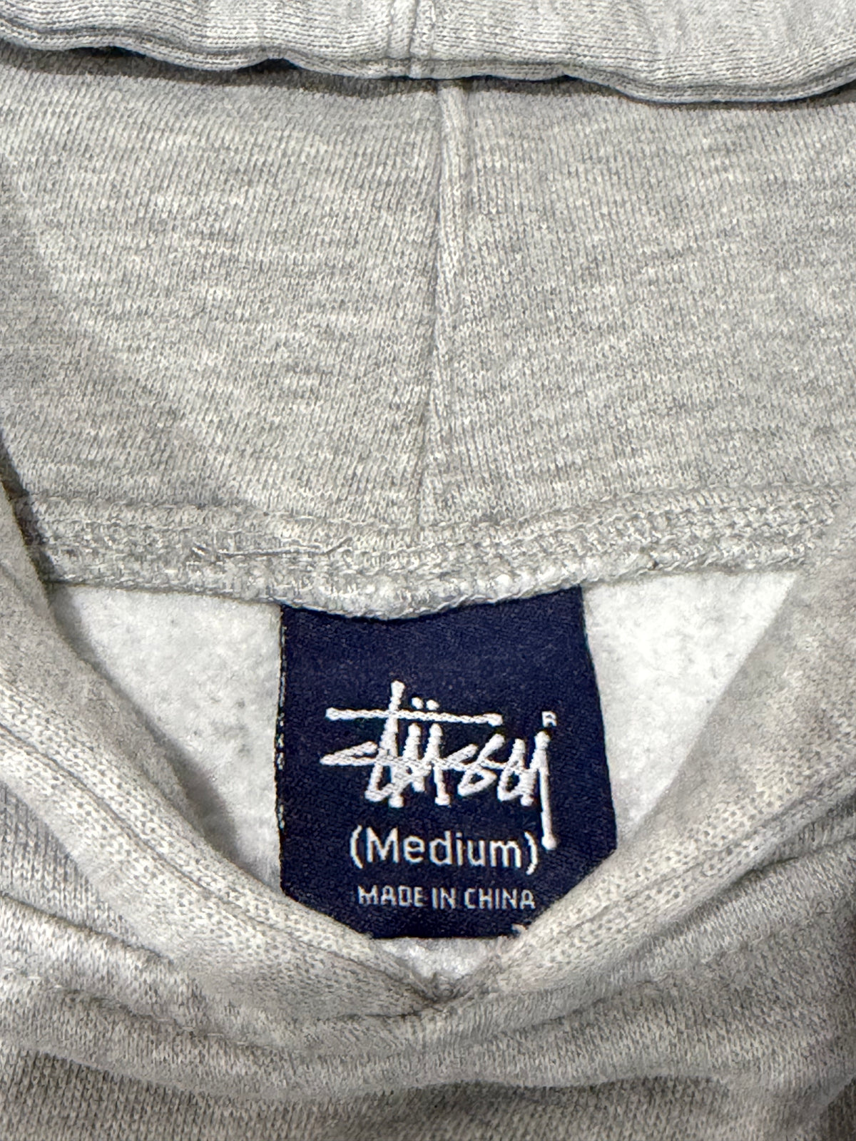 Stussy Graphic Logo Print Hoodie Gray Size M