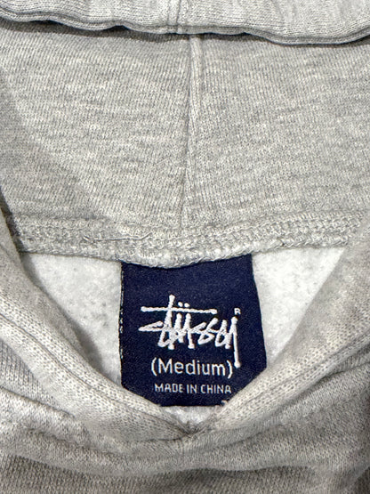 Stussy Graphic Logo Print Hoodie Gray Size M