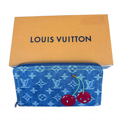Louis Vuitton x Takashi Murakami Monogram Denim Cherry Zippy Wallet