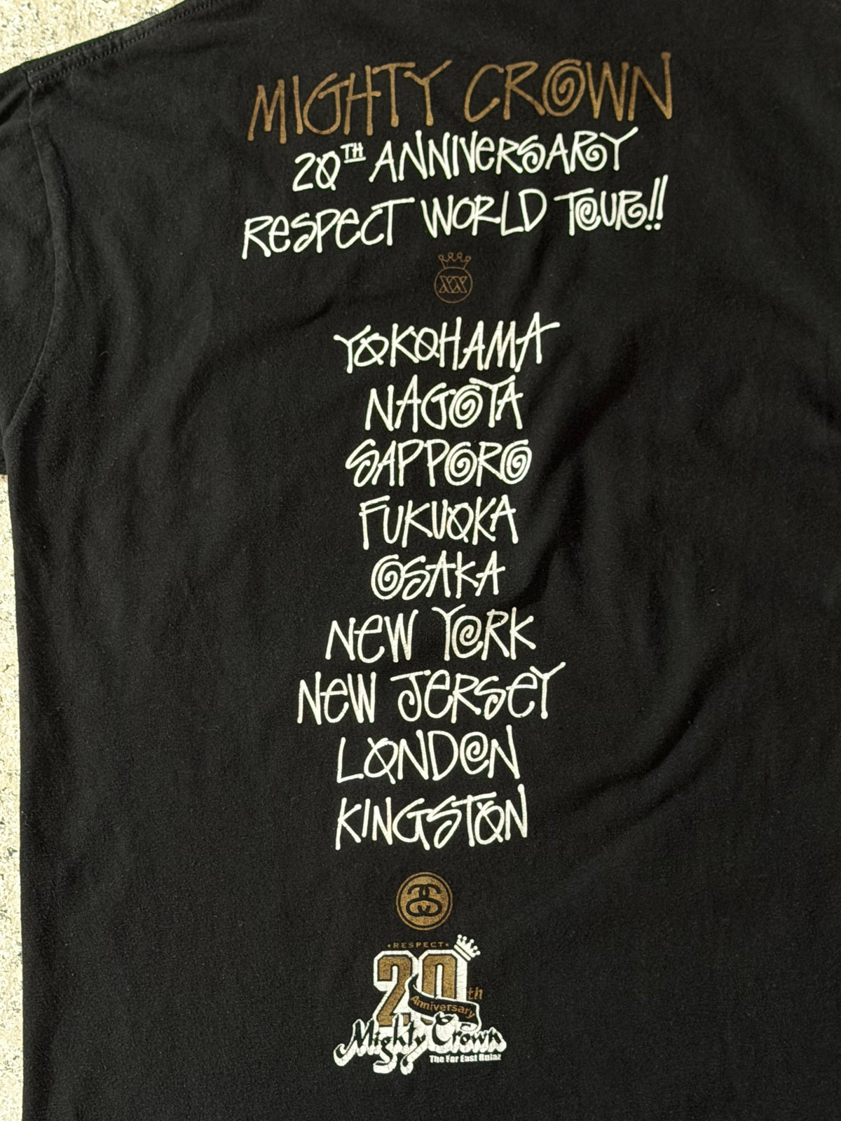 MIGHTY CROWN STUSSY 20th Anniv. T-Shirt Black Size M